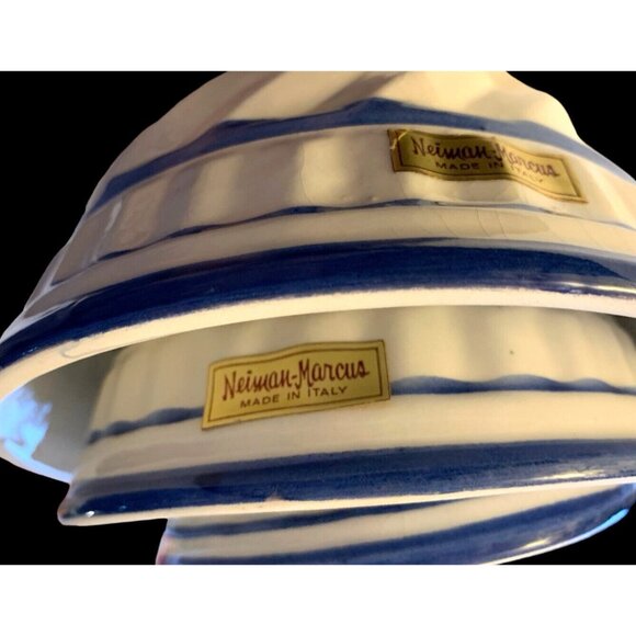 Vintage Neiman Marcus Ceramic Jello Molds Made Italy White Blue Floral Set of 3 - Picture 10 of 10